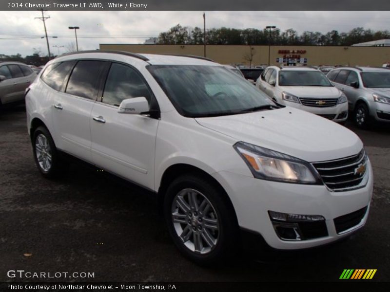 White / Ebony 2014 Chevrolet Traverse LT AWD