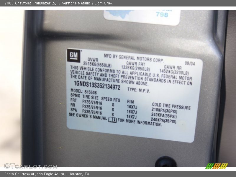 Silverstone Metallic / Light Gray 2005 Chevrolet TrailBlazer LS