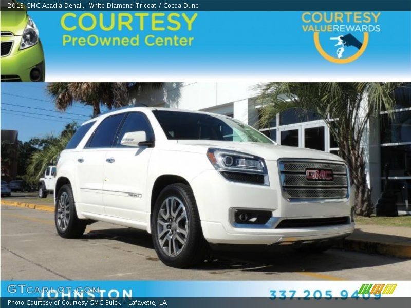 White Diamond Tricoat / Cocoa Dune 2013 GMC Acadia Denali