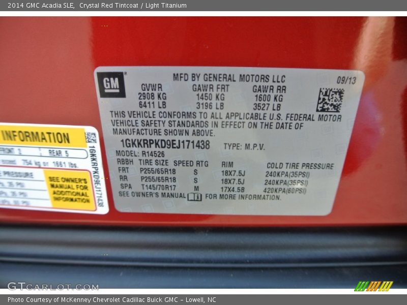 Crystal Red Tintcoat / Light Titanium 2014 GMC Acadia SLE