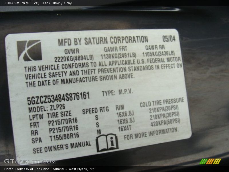Black Onyx / Gray 2004 Saturn VUE V6