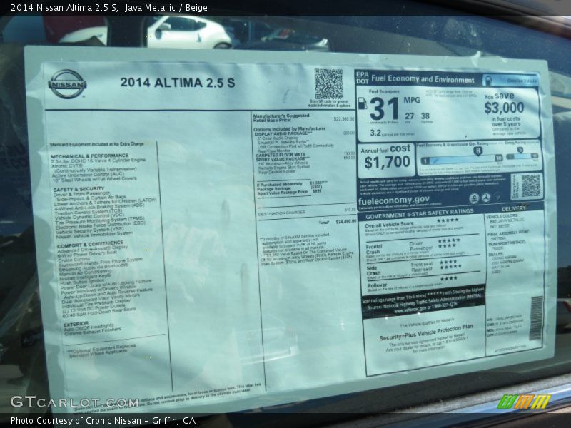 Java Metallic / Beige 2014 Nissan Altima 2.5 S