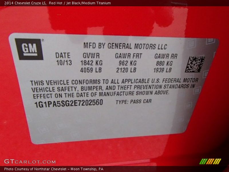 Red Hot / Jet Black/Medium Titanium 2014 Chevrolet Cruze LS
