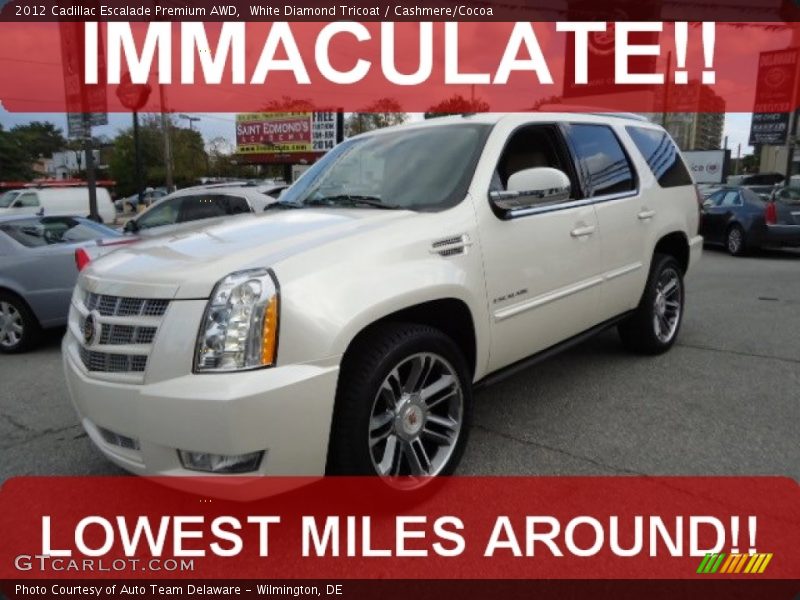 White Diamond Tricoat / Cashmere/Cocoa 2012 Cadillac Escalade Premium AWD