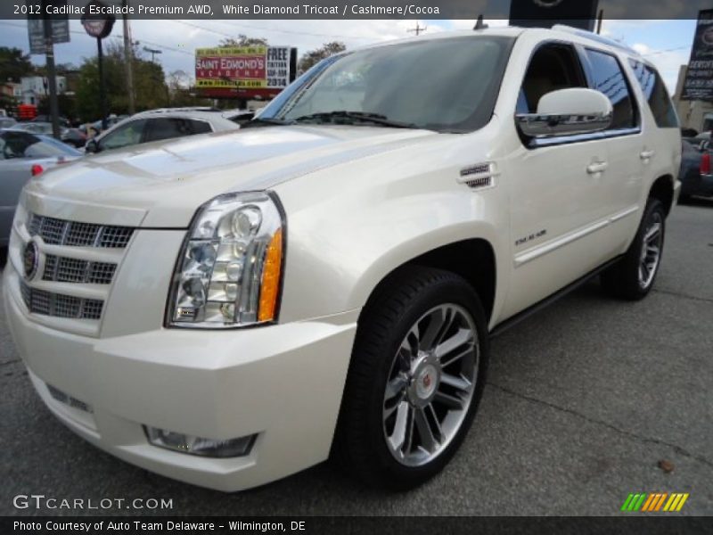 White Diamond Tricoat / Cashmere/Cocoa 2012 Cadillac Escalade Premium AWD