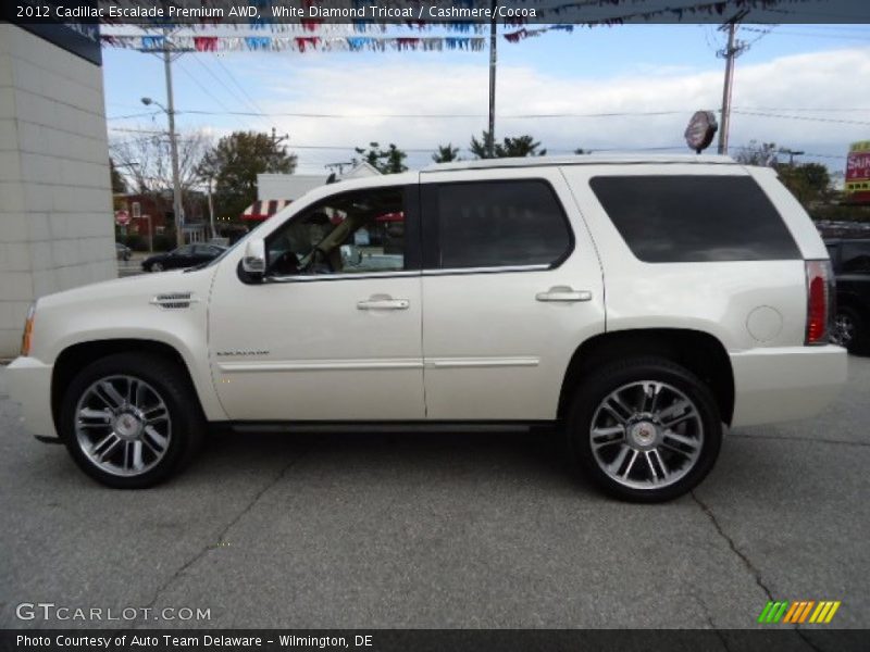 White Diamond Tricoat / Cashmere/Cocoa 2012 Cadillac Escalade Premium AWD