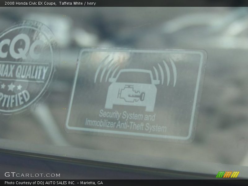 Taffeta White / Ivory 2008 Honda Civic EX Coupe