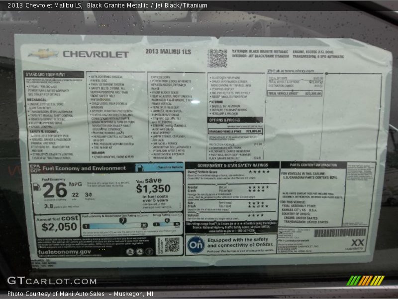 Black Granite Metallic / Jet Black/Titanium 2013 Chevrolet Malibu LS