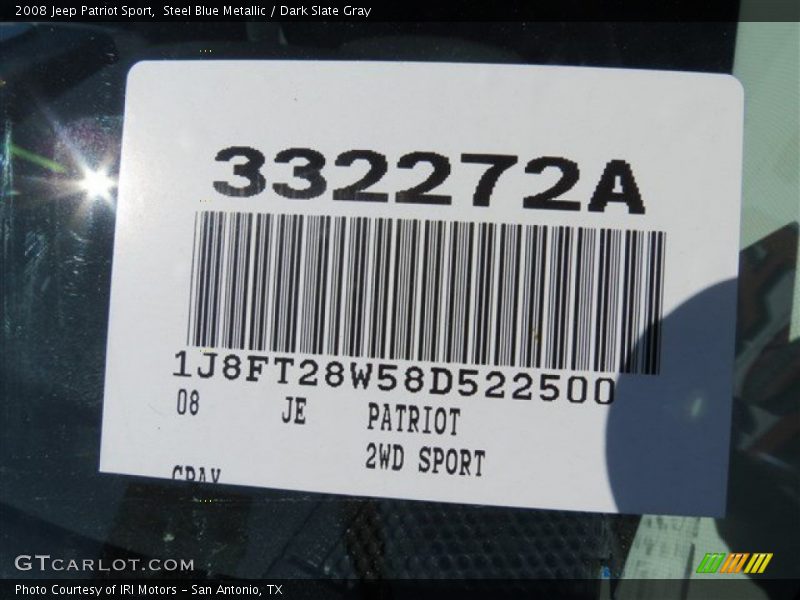 Steel Blue Metallic / Dark Slate Gray 2008 Jeep Patriot Sport