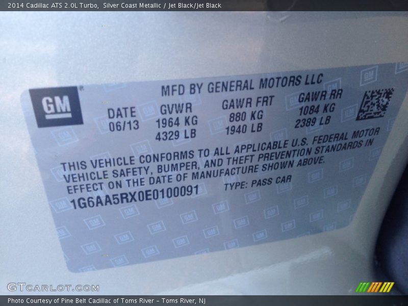 Silver Coast Metallic / Jet Black/Jet Black 2014 Cadillac ATS 2.0L Turbo