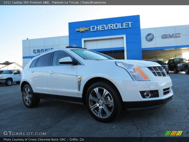 Platinum Ice Tricoat / Shale/Brownstone 2012 Cadillac SRX Premium AWD