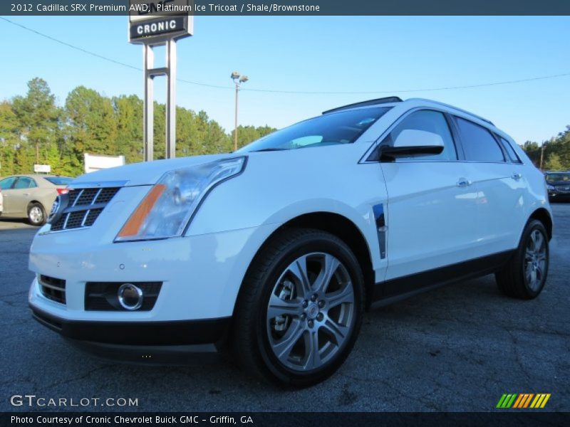 Platinum Ice Tricoat / Shale/Brownstone 2012 Cadillac SRX Premium AWD