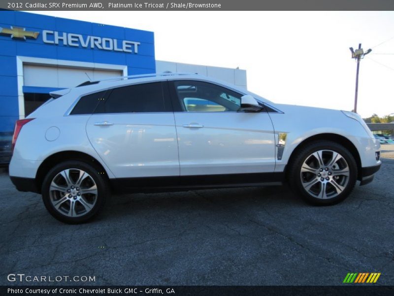 Platinum Ice Tricoat / Shale/Brownstone 2012 Cadillac SRX Premium AWD