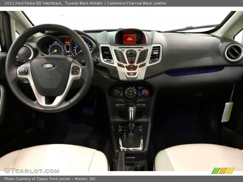 Tuxedo Black Metallic / Cashmere/Charcoal Black Leather 2011 Ford Fiesta SES Hatchback