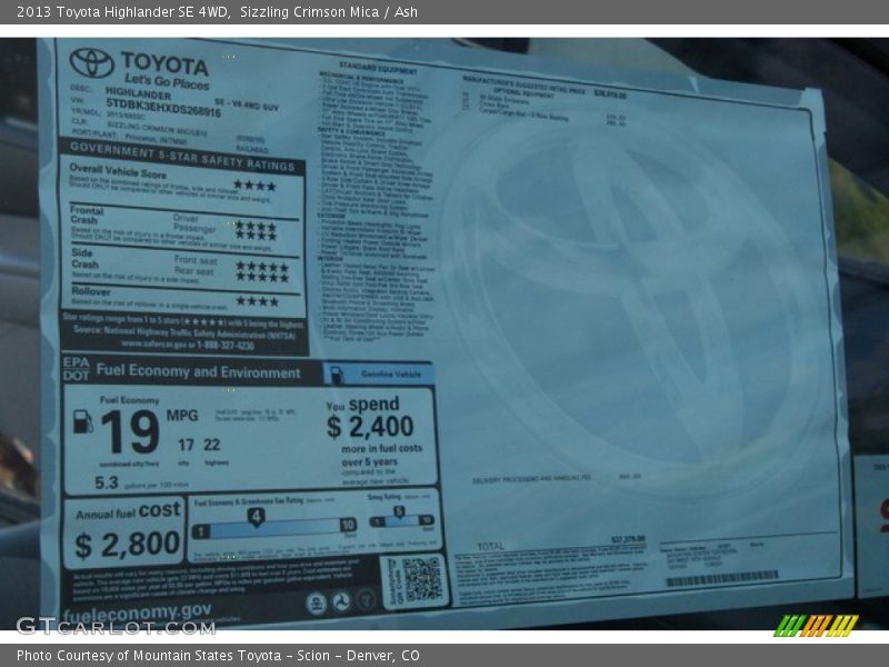 Sizzling Crimson Mica / Ash 2013 Toyota Highlander SE 4WD