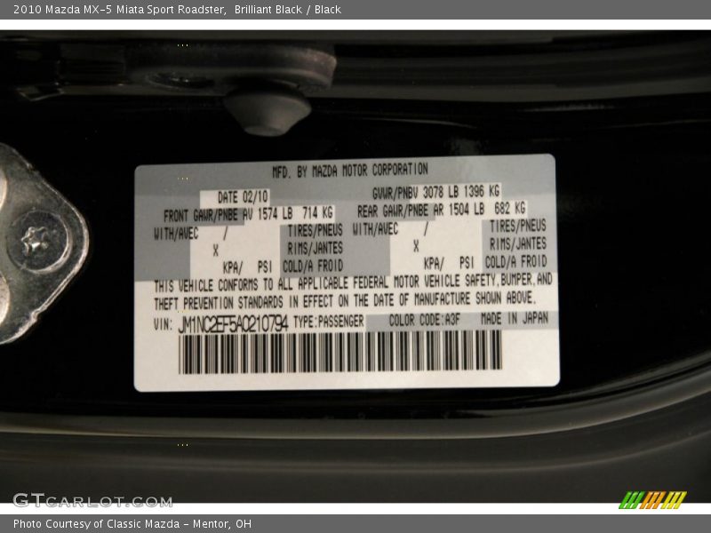 Brilliant Black / Black 2010 Mazda MX-5 Miata Sport Roadster