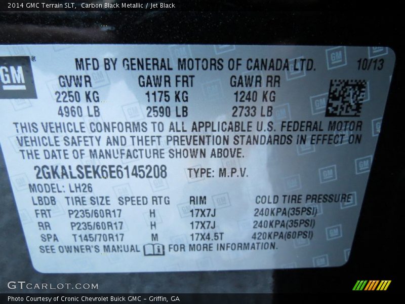Carbon Black Metallic / Jet Black 2014 GMC Terrain SLT