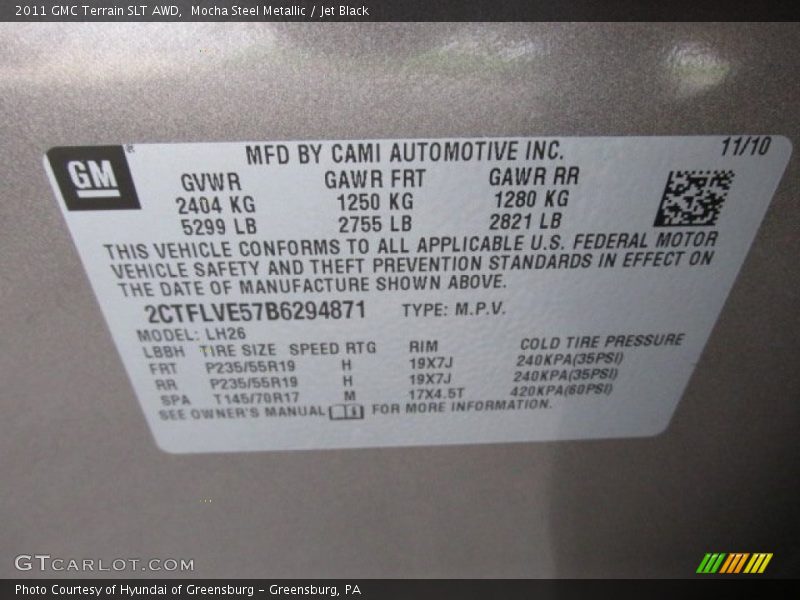 Mocha Steel Metallic / Jet Black 2011 GMC Terrain SLT AWD