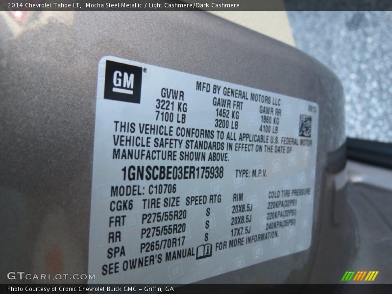 Mocha Steel Metallic / Light Cashmere/Dark Cashmere 2014 Chevrolet Tahoe LT