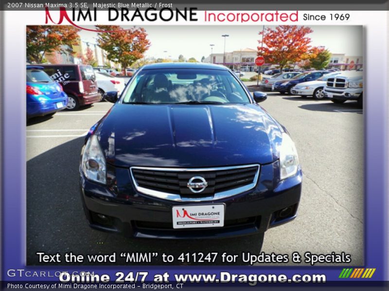 Majestic Blue Metallic / Frost 2007 Nissan Maxima 3.5 SE