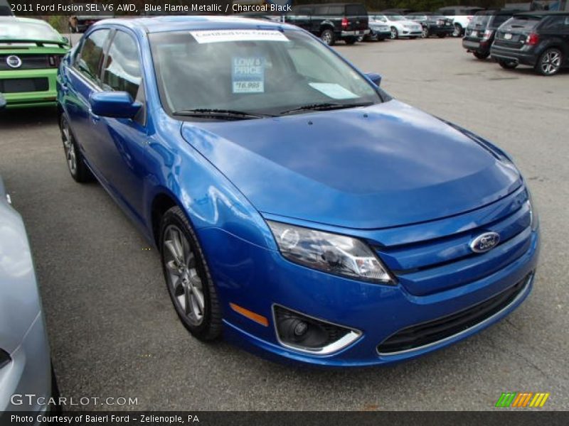 Blue Flame Metallic / Charcoal Black 2011 Ford Fusion SEL V6 AWD