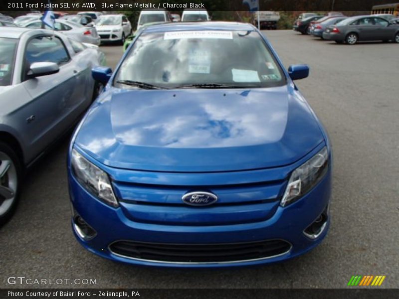 Blue Flame Metallic / Charcoal Black 2011 Ford Fusion SEL V6 AWD