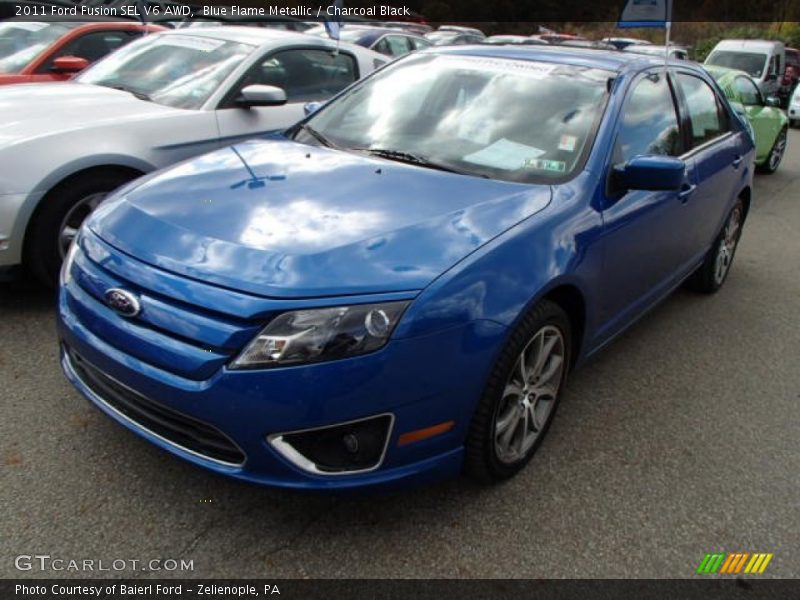 Blue Flame Metallic / Charcoal Black 2011 Ford Fusion SEL V6 AWD