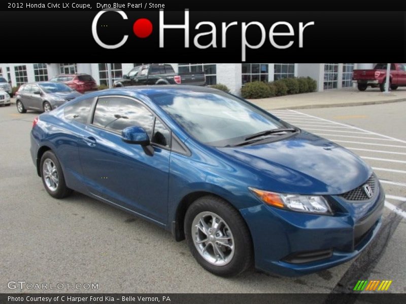 Dyno Blue Pearl / Stone 2012 Honda Civic LX Coupe