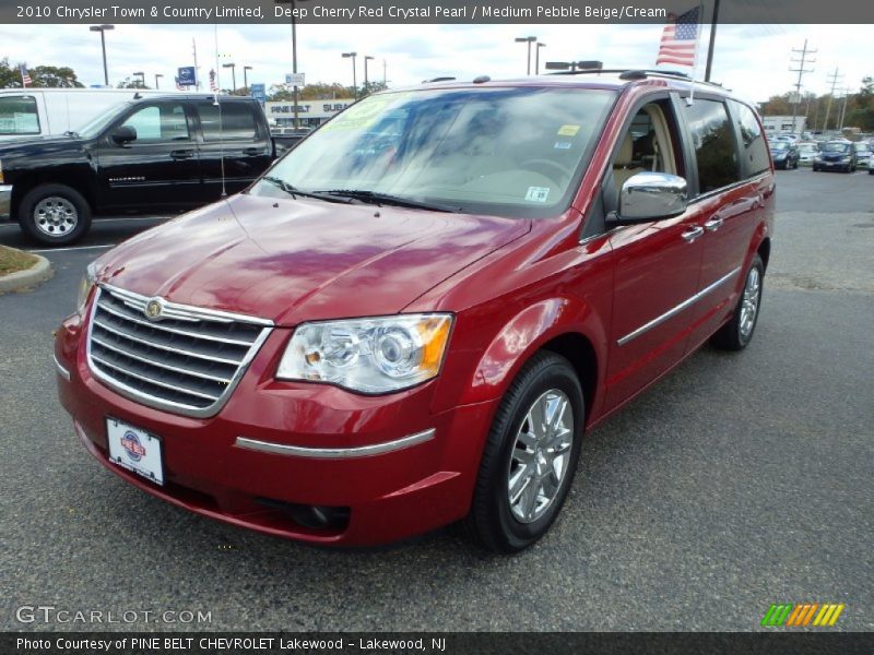 Deep Cherry Red Crystal Pearl / Medium Pebble Beige/Cream 2010 Chrysler Town & Country Limited