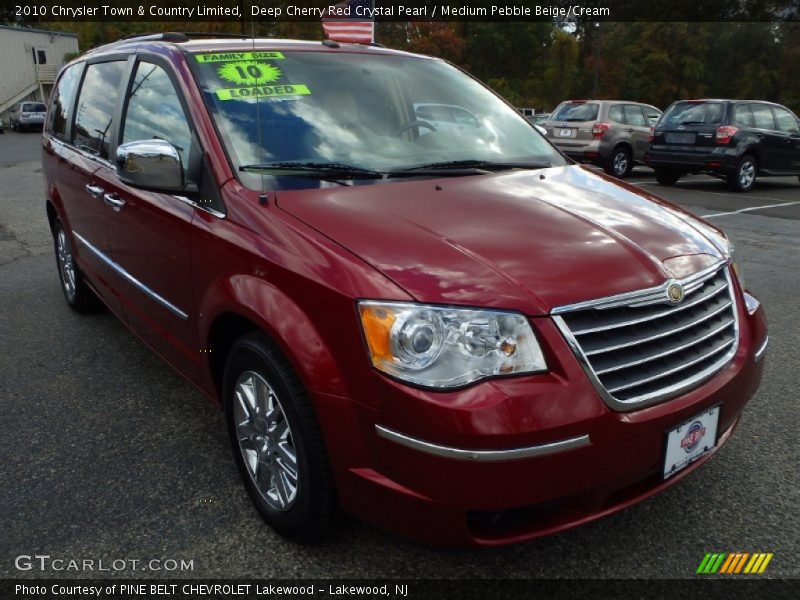 Deep Cherry Red Crystal Pearl / Medium Pebble Beige/Cream 2010 Chrysler Town & Country Limited