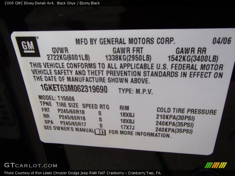 Black Onyx / Ebony Black 2006 GMC Envoy Denali 4x4