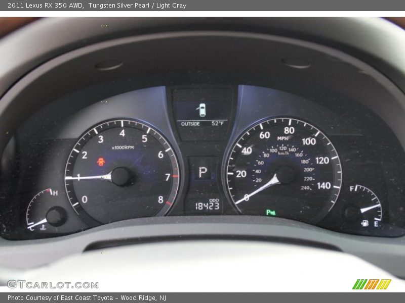 Tungsten Silver Pearl / Light Gray 2011 Lexus RX 350 AWD