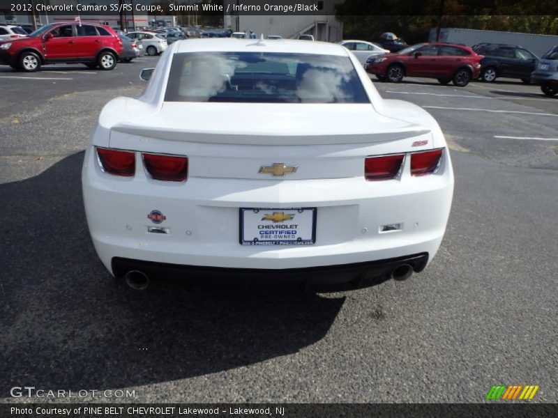Summit White / Inferno Orange/Black 2012 Chevrolet Camaro SS/RS Coupe