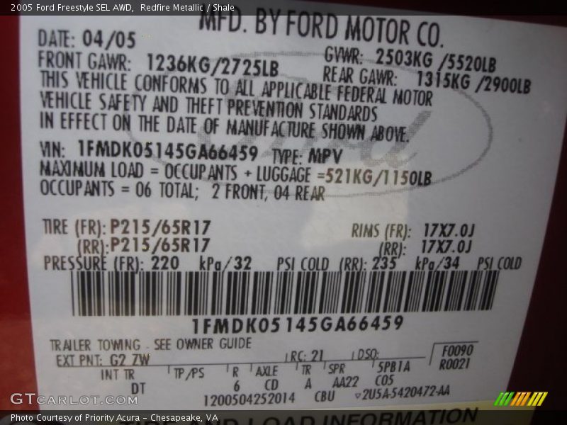 Redfire Metallic / Shale 2005 Ford Freestyle SEL AWD
