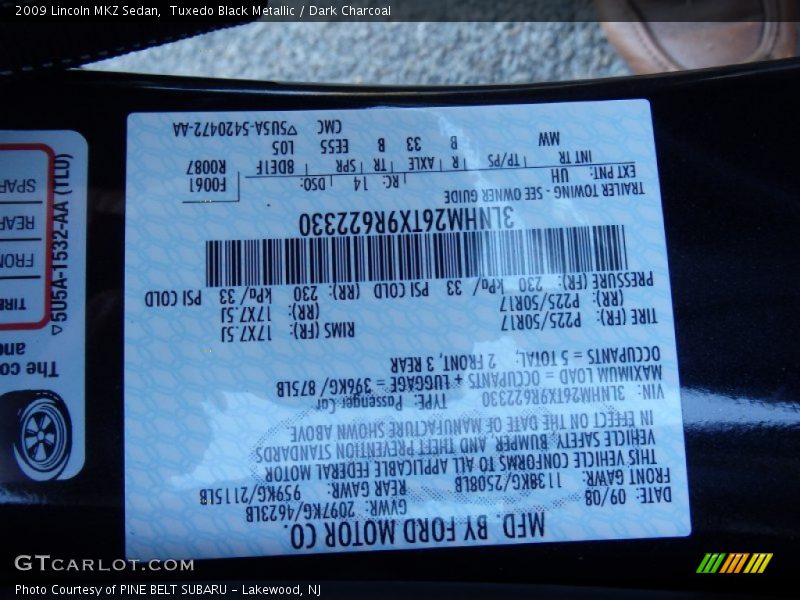 Tuxedo Black Metallic / Dark Charcoal 2009 Lincoln MKZ Sedan