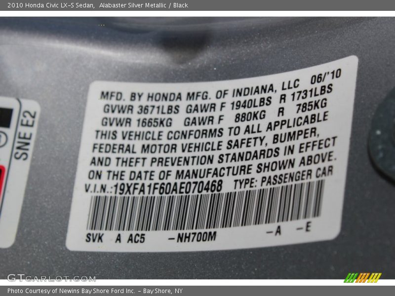 Alabaster Silver Metallic / Black 2010 Honda Civic LX-S Sedan