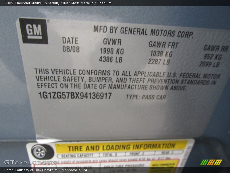 Silver Moss Metallic / Titanium 2009 Chevrolet Malibu LS Sedan