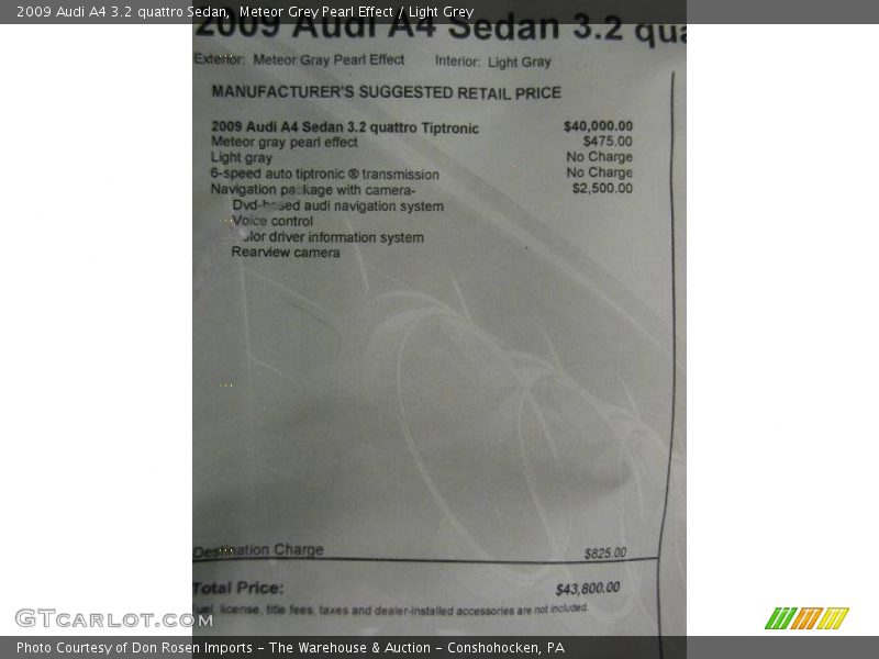 Meteor Grey Pearl Effect / Light Grey 2009 Audi A4 3.2 quattro Sedan