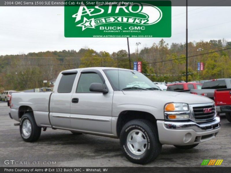 Silver Birch Metallic / Pewter 2004 GMC Sierra 1500 SLE Extended Cab 4x4