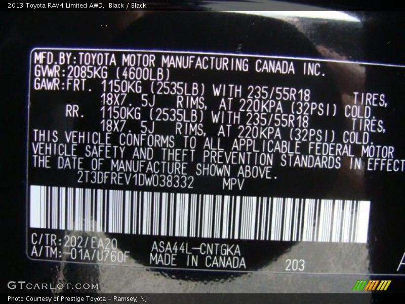 Black / Black 2013 Toyota RAV4 Limited AWD