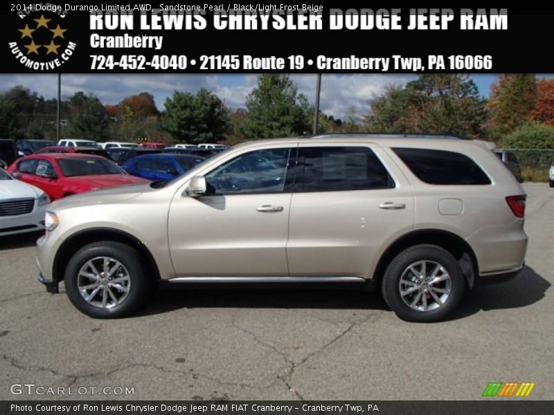 Sandstone Pearl / Black/Light Frost Beige 2014 Dodge Durango Limited AWD