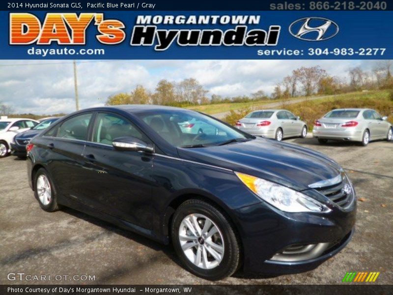 Pacific Blue Pearl / Gray 2014 Hyundai Sonata GLS
