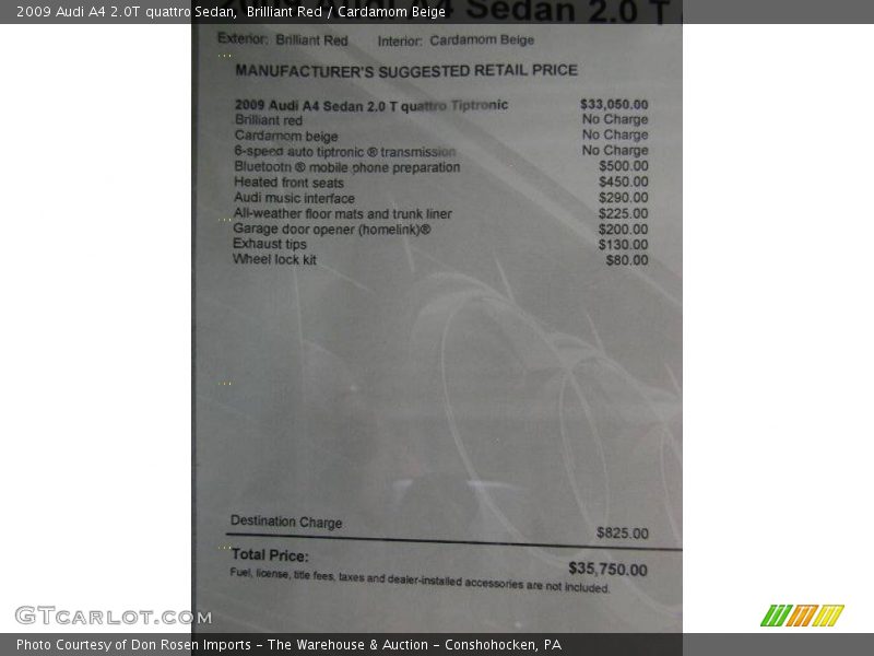 Brilliant Red / Cardamom Beige 2009 Audi A4 2.0T quattro Sedan