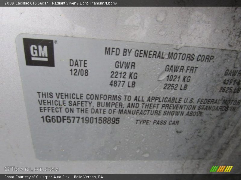 Radiant Silver / Light Titanium/Ebony 2009 Cadillac CTS Sedan