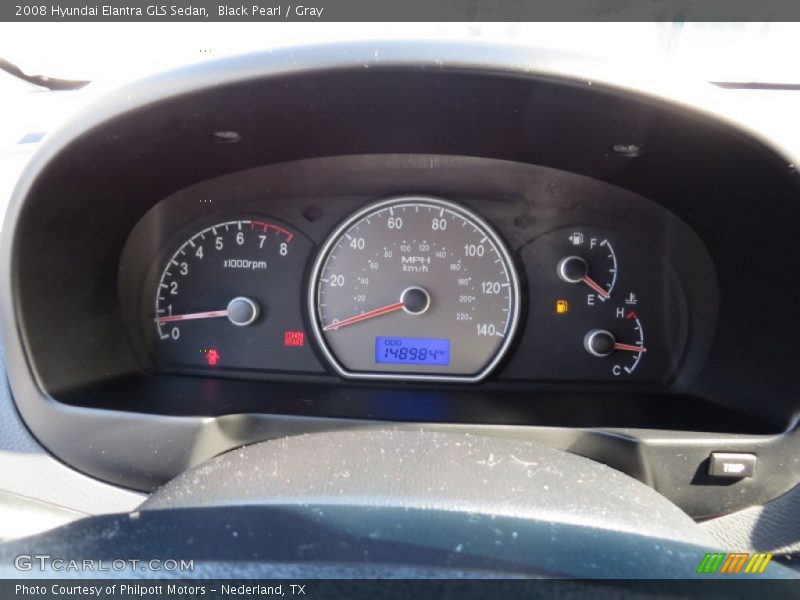 Black Pearl / Gray 2008 Hyundai Elantra GLS Sedan