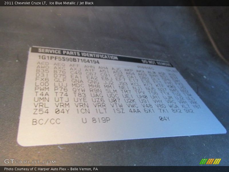 Ice Blue Metallic / Jet Black 2011 Chevrolet Cruze LT