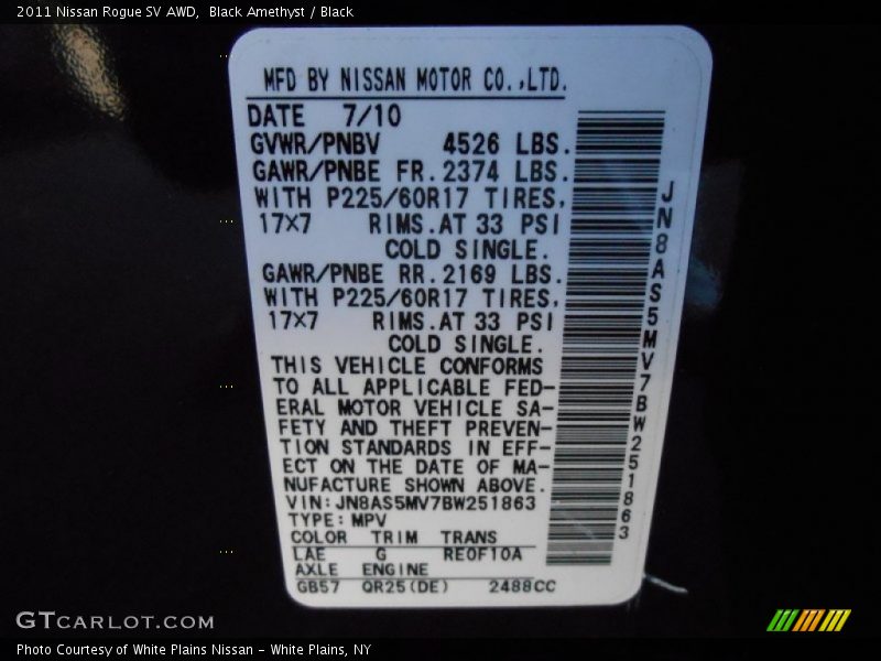 Black Amethyst / Black 2011 Nissan Rogue SV AWD