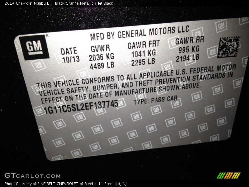 Black Granite Metallic / Jet Black 2014 Chevrolet Malibu LT