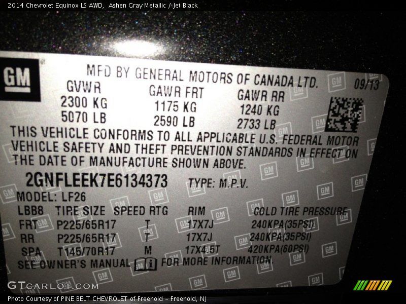 Ashen Gray Metallic / Jet Black 2014 Chevrolet Equinox LS AWD