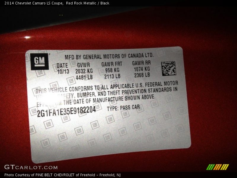 Red Rock Metallic / Black 2014 Chevrolet Camaro LS Coupe